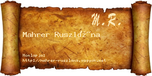 Mahrer Ruszlána névjegykártya